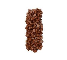 Buchstabe i aus Schokoladenstückchen Schokoladenstücke Alphabetbuchstabe i 3D-Darstellung foto