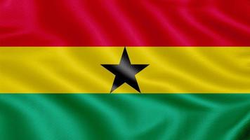 Flagge von Ghana. realistische schwenkflagge 3d-renderillustration mit sehr detaillierter stoffstruktur. foto