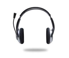 Vorderansicht von Over-Ear-Kopfhörern, Gamer oder Call-Center-Kopfhörern isoliert auf weißem Hintergrund Beschneidungspfad. foto