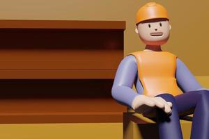 3D-Rendering-Ingenieurfiguren überwachen die Arbeit und führen verschiedene Aufgaben aus. foto