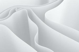 abstrakter weißer gekrümmter wellenhintergrund. geometrische 3d-illustration für karte, banner, cover und präsentation foto