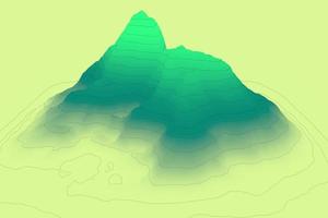 Landschaftsansicht mit grünem Farbverlauf von der Höhe 3D-Darstellung. Wanderdiagramm dekorativer Hintergrund im geografischen Stil foto