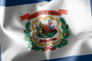 3D-Darstellung Flagge von West Virginia ist eine Region von United Stat foto