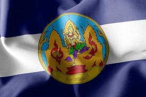 3D-Darstellung Flagge von Lopburi ist eine Provinz von Thailand. winken foto