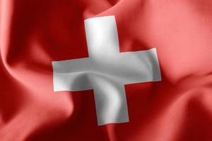 3D-Rendering-Darstellung Flagge der Schweiz. winkt dem Gewinn zu foto