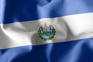 3D-Rendering-Darstellung Nahaufnahme Flagge von El Salvador. winkt weiter foto