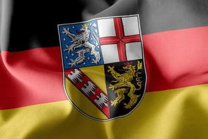 3D-Darstellung Flagge des Saarlandes ist eine Region Deutschlands. winken foto