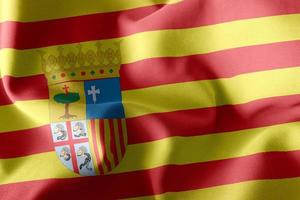 3D-Darstellung Flagge von Aragon ist eine Region Spaniens. winken auf t foto