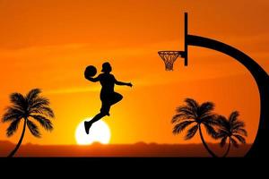 Basketballspieler-Silhouette springen foto