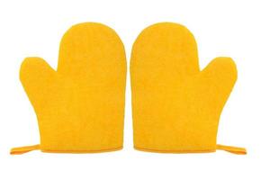 gelbe Farbe des Ofenhandschuhhandschuhs lokalisiert auf weißem Hintergrund