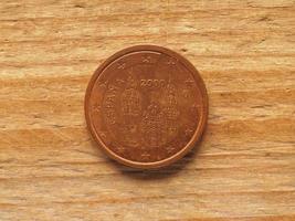 2-Cent-Münze mit Kathedrale von Santiago de Compostela, Währung foto