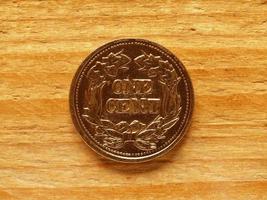 Währung der USA 1-Cent-Münze umgekehrt foto