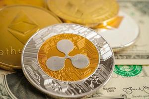 Ripple Coin für Online-Geschäft und Gewerbe, digitale Währung, virtuelle Kryptowährung. foto