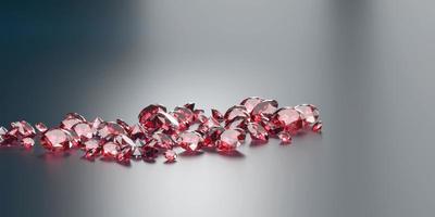 ruby gem diamond group platziert auf dunklem hintergrund 3d-rendering foto