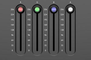 3D-Darstellung einer Skala zum Einstellen der Farben Rot, Blau, Grün und Transparent foto
