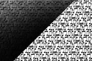 Schwarz-Weiß-Musikblatthintergrund mit gezeichneten Noten. einfaches Cartoon-Design. 3D-Darstellung foto