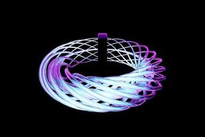 3D-Darstellung eines rosafarbenen Torus. fantastische Zelle. einfache geometrische Formen foto