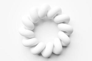 3D-Darstellung eines weißen Torus. fantastische Zelle. einfache geometrische Formen foto