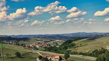 Landschaften der piemontesischen Langhe von Barolo und Monforte d'Alba mit ihren Reben im Frühjahr 2022 foto