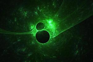 grüne dunkle löcher 3d-illustration. abstrakter Hintergrund des Galaxienraums. Visualisierung der Textur des Weltraumnebels foto