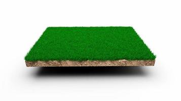 Quadrat der grünen Wiese auf Hintergrund 3D-Darstellung foto