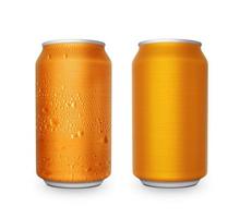 orangefarbene Aluminiumdose auf isoliert auf weißem Hintergrund foto