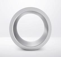 Silberfarbener 3D-Ring isoliert auf weißem Hintergrund. 3D-Rendering foto