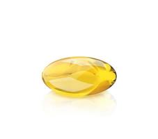 goldene ölkapsel aus vitamin a, e, omega 3 oder kollagen. vektorrealistisches modell der medizinischen pille mit fischfett oder organischem kosmetischem öl. klare gelbe tabletten isoliert auf transparentem hintergrund. 3D-Darstellung