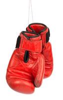 rote Boxhandschuhe auf weiß foto