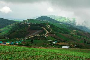 Landschaft der landwirtschaftlichen Fläche auf dem Berg, in Thailand foto