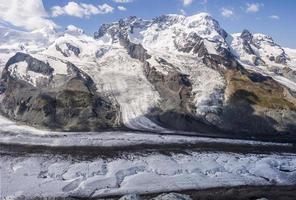 Schweiz. Castor, Pollux, Breithorn, Klein Matterhorn und Gornergletscher von Gornergrat