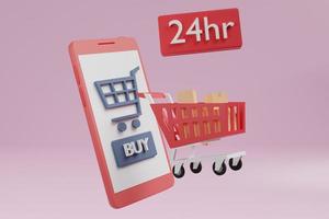 lieferung nach hause vom online-shopping in 3d-illustrationsrendering foto