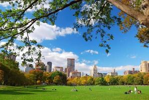 new york city central park mit wolke und blauem himmel foto