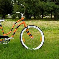 ein orangefarbenes Fahrrad