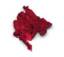 montenegro-karte montenegro-flagge schattierte relieffarbe höhenkarte auf weißem hintergrund 3d-illustration foto