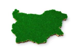 bulgarien karte boden land geologie querschnitt mit grünem gras und felsen bodentextur 3d illustration foto