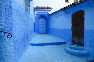 Straße in Chefchaouen, Marokko foto