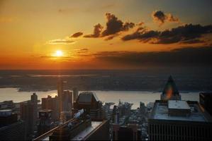 Sonnenuntergang am Hudson River, New York City foto