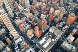 Luftaufnahme der Skyline von New York City, Manhattan foto