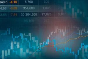 börseninvestitionshandel mit finanz-, münzen- und ukraine-flagge oder forex zur analyse des hintergrunds von gewinnfinanzierungsgeschäftstrenddaten. foto