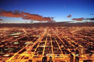 Chicago in der Abenddämmerung foto
