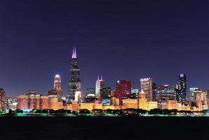 Chicago Skyline in der Abenddämmerung foto