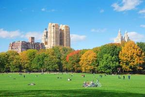 new york city central park mit wolke und blauem himmel foto