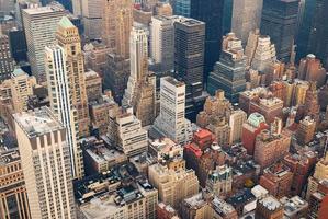 Luftaufnahme der Skyline von New York City, Manhattan foto