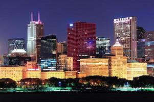 Chicago Skyline in der Abenddämmerung foto