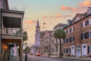 historisches innenstadtgebiet von charleston, south carolina stadtbild in den usa foto