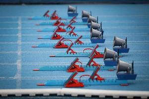 Startblöcke in der Leichtathletik foto