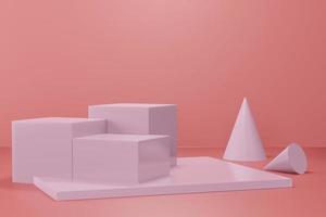 3D-Darstellung der Podiumsbühne für die Produktplatzierung in minimalem Design. foto