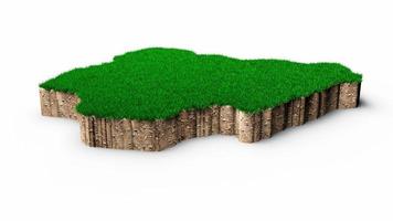 nigeria karte boden land geologie querschnitt mit grünem gras und felsen bodentextur 3d illustration foto