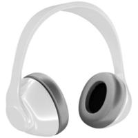 3D-Darstellung von weißen Retro-Kopfhörern auf weißem, isoliertem Hintergrund. Abbildung des Kopfhörersymbols foto